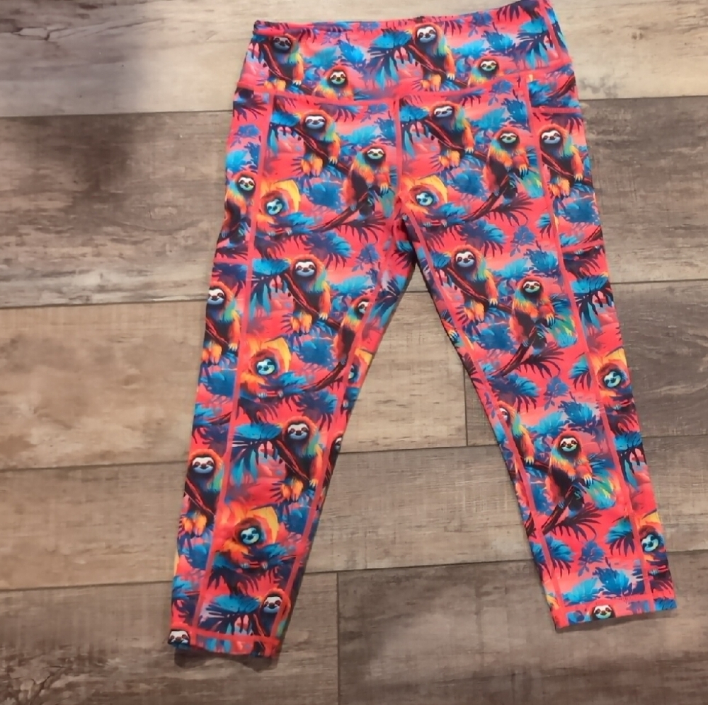Constantly Varied Gear Kids Leggings with Sloth and Parrot Print